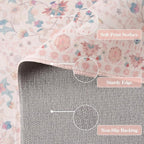Wonnitar Floral 5x7 Washable Nursery Rug, Pink Rugs for Bedroom Girls, Boho Ultra-Thin Soft Non Slip Floor Carpet for Dorm Living Room Playroom Home Decor, Pastel Pink