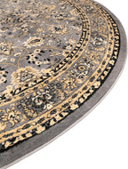 Unique Loom Sialk Hill Collection Area Rug - Washington (3' 3" Round Gray/Black)