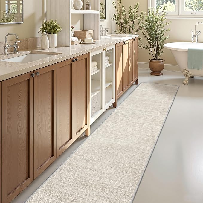Valenrug Washable Rugs 2x10 - Stain Resistant 2x10 Area Rugs for Living Room, Non Slip Backing Large Area Rugs for Bedroom, Folable Machine Washable Area Rug (2'x10', Beige)