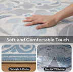 SOULFUL Medium Pile 3x5 Area Rug - Cozy Soft Underfoot Small Entryway Rug - Mist Blue Boho Floral - Washable Non-Slip - Perfect for Living Room Bedroom Foot Kids Room Reading Nook