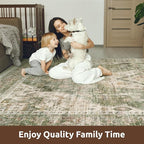 AMOAMI-4X6 Area Rugs for Living Room -Soft Vintage Bedroom Rugs-Non Slip Washable Rug-Throw for Living Room Bedroom Bedside Dining Room Office Green