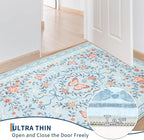GarveeHome 8x10 Area Rugs for Living Room Washable Rugs Non Slip Stain Resistant Bedroom Floral Rugs Low Pile Soft Dining Room Throw Carpet Blue Bow Large Carpet for Home Office Decor, 8x10