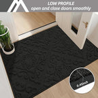 COSY HOMEER Door Mat 24”x36”,Absorbent Dirt Trapper Entryway Rugs,Non-Slip Welcome Mat,Washable Entry Rugs,Low Pile Doormat for Front Back Door,Wet Shoes & Paws,Black