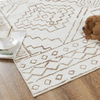jinchan Moroccan 2x3 Rug for Entryway - Machine Washable Rug Modern Geometric Kitchen Soft Faux Wool Non-Slip Indoor Doormat Ultra-Thin Carpet for Entrance Bathroom Bedroom Living Room (2x3ft, Taupe)