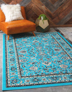 Unique Loom Sialk Hill Collection Area Rug - Washington (9' x 12' Rectangle Turquoise/Black)
