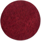 Hand Knotted Loom Wool ECO-Friendly Area Rugs - 6'x6', Round, Dark Red Color, Solid Plain Design, High Pile Thick Handmade Anti Skid Area Rugs for Living Room, Bed Room (L00111)