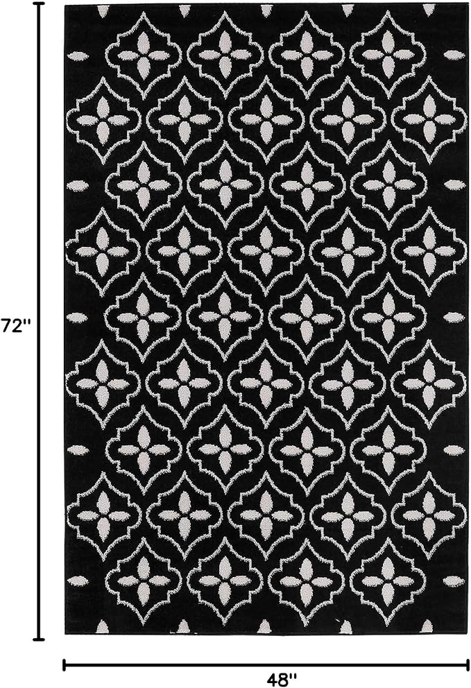 Nourison Home Nourison Essentials Black Ivory 4' x 6' Area Rug - Easy Clean, Non Shedding, Bed Room, Living Room, Dining Room, Kitchen (4' x 6')