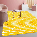 Rustic Brick Texture Area Rug 7x10 Yellow Farmhouse Washable Non Slip Living Room Rugs Retro Large Carpet for Dining Room Bedroom Playroom Home Office Stain Resistant Durable Indoor Mat