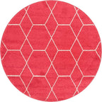 Unique Loom Trellis Frieze Collection Area Rug - Geometric (4' 1" Round, Pink/ Ivory)