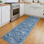 KILOCOCO Runner Rug 2x6 Hallway Runner Rugs Washable Kitchen Runners Non Slip Printed Distressed Blue Laundry Room Rug, Low-Pile Soft Rug Runners for Entryway Bedroom Living Room Bathroom