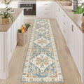 Enkor Runner Rugs for Hallway, 2x10 Washable Soft Non Slip Floor Rugs for Kitchen, Modern Mat for Living Room Bedroom Entryway Orange & Blue