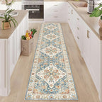 Enkor Runner Rugs for Hallway, 2x10 Washable Soft Non Slip Floor Rugs for Kitchen, Modern Mat for Living Room Bedroom Entryway Orange & Blue