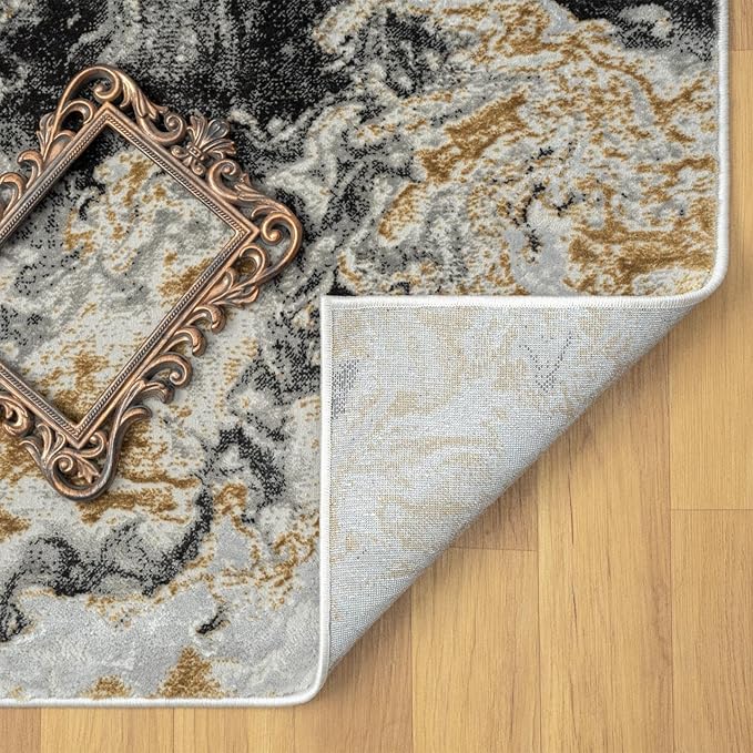 LUXE WEAVERS Marble Swirl Abstract Area Rug, Smoke 4x5