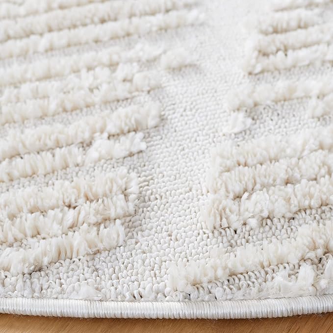 SAFAVIEH Marrakech Collection Area Rug - 6'7" Round, Beige, Moroccan Boho Tribal Tassel Design, Non-Shedding & Easy Care, Ideal for High Traffic Areas in Living Room, Bedroom (MRK517C)