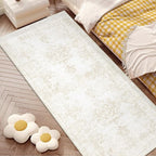Runner Rug 2x6 Entryway Rug - Machine Washable Vintage Boho Area Rug Non-Slip Kitchen Runner Soft Stain Resistant Runners for Hallways Entryway Laundry Kitchen Bathroom Bedroom(Ivory, 2'x6')