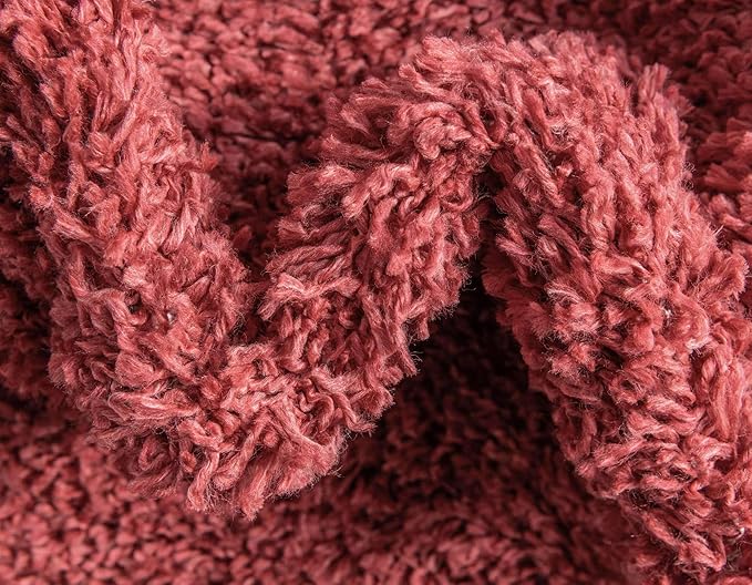 Unique Loom Davos Shag Collection Area Rug - Solid (9' x 12' Rectangle, Poppy)