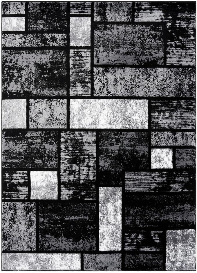 LUXE WEAVERS Modern Geometric Squares 10007 Gray 8x10 Area Rug