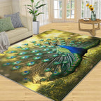 Peacock Rug 8x10-8x10 Rug, Wonderful Peacock Area Rugs for Bedroom, Nature Rugs for Living Room, Modern Style Washable Mat, Aesthetics Carpet - Peafowl Home Decor & Gifts