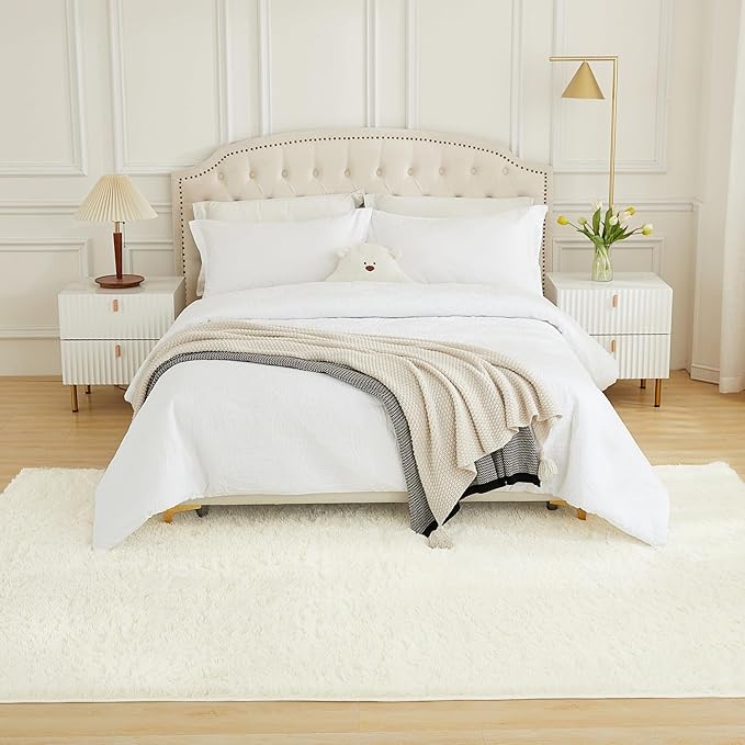 Andency 6x9 Area Rugs Cream,Large Shag Fluffy Soft Shaggy Rugs for Living Room Bedroom, Non-Slip Thick Plush Carpet for Kids Girls and Boys, Dorm Nursery Home Decor Aesthetic