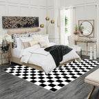 Checkered Rug 5x7 Large Washable Black and White Checkered Rug Modern Ultra Soft and Low-Pile Non-Slip Bedroom Carpet for Dining Room Living Room Home Decor (Black and White, 5x7ft)