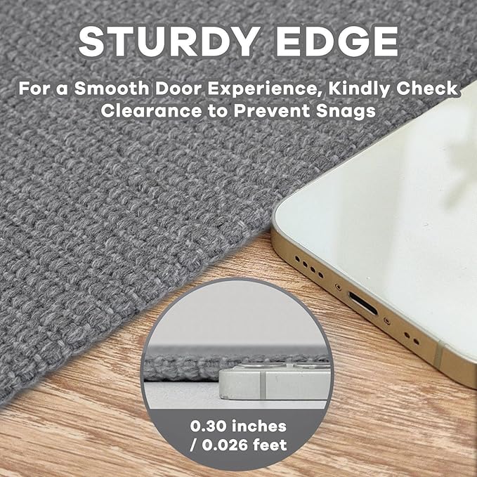 EARTHALL Washable Runner Rug 2x10 Ft Non Slip Runners for Hallways Long Cotton Rubber Backed Kitchen Runner Braided Indoor Floor Carpet Runners for Entryway, Hallway, Kitchen, Charcoal Gray