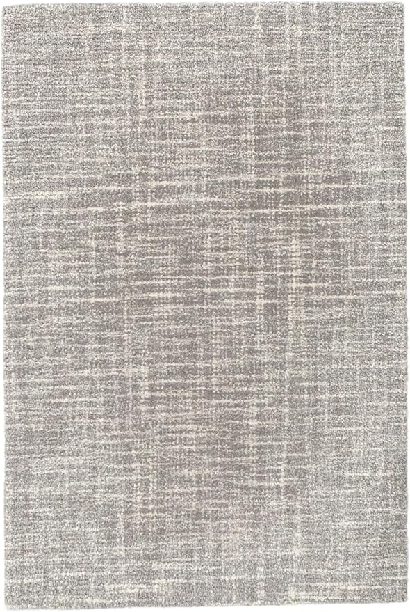 Dash & Albert Crosshatch Dove Grey Hand Micro Hooked Wool Rug, 7.5 X 9.5 Feet, Grey Solid Pattern