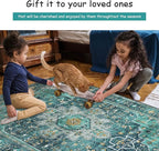 Moynesa Ultra-Thin Vintage Area Rug - 9x12 Large Living Room Rug, Non-Slip Stain Resistance Low Pile Bedroom Mat, Oriental Indoor Office Floor Carpet for Dining Room Kitchen Table Dorm