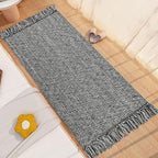 Collive Kitchen Runner Rug, 2' x 4.3' Hand-Woven Reversible Washable Rugs, Grey Cotton Modern Farmhouse Bathroom Mat Hallway Carpet for Foyer Bedroom Entry Back Door Decor