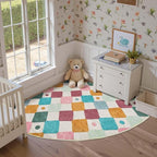 jinchan Macy Kids Rug for Nursery 5ft Radius Corner Washable Area Rug Modern Colorful Quarter Circle Rug Soft Non-Slip Carpet for Bedroom Playroom Daycare Reading Nook Classroom Confetti on Cream