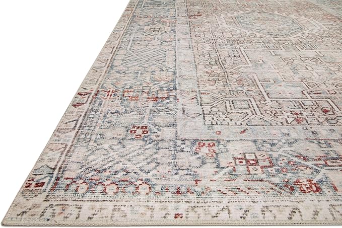 Loloi Chris Loves Julia Jules Collection JUL-07 Natural/Ocean 8'-6'' x 11'-6'', .13" Pile Height, Area Rug