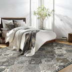 Lahome Moroccan 8x10 Area Rugs for Living Room, Washable Rugs 8x10 Ultra-Thin Oriental Non-Slip Non Shedding Accent Carpet for Bedroom Dining Room Office Nursery, Grey