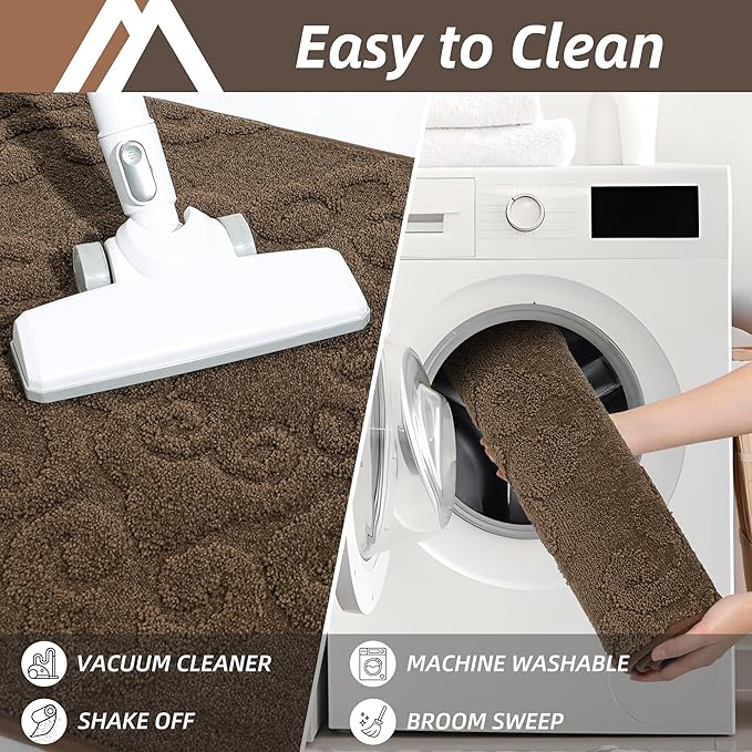 COSY HOMEER Door Mat 36”x60”,Absorbent Dirt Trapper Entryway Rugs,Non-Slip Welcome Mat,Washable Entry Rugs,Low Pile Doormat for Front Back Door,Wet Shoes & Paws,Brown