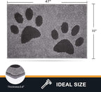 PURRUGS Dirt Trapping Door Mat 32" x 47", Non-Skid/Slip Machine Washable Microfiber Entryway Rug, Dog Doormat, Super Absorbent Welcome Mat for Muddy Wet Shoes and Paws, Grey