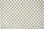 Revival Rugs Gambit 6'7"x9' Checkered Rug Washable Area Rug for Living Room Bedroom - 100% Recycled Oeko-TEX Certified, Medium Pile, Green, Beige