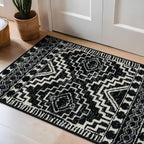 Rugshop Southwestern Black and White Tribal Area Rug – Geometric Diamond Pattern Carpet for Living Room, Bedroom, or Entryway – Boho Rustic Soft Floor Decor 2' 3" x 4' Black