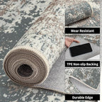 Ciicool Modern Abstract Area Rug 2x3 Washable Small Entryway Rugs, Non-Slip Low Pile Throw Rug, Thin Kitchen Bathroom Rug, Grey Brown Floor Carpet for Entrance Living Room Bedroom Indoor Door Mat