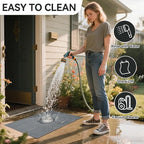 Front Door Mat 17''x30'', Absorbent Muddy Dirt Resist Washable Non Slip Low-Profile Indoor Doormat,Easy Clean Welcome Entryway Door Mats, Grey