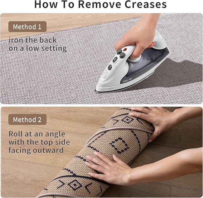 Tangsoo Easy Jute Rug 2.6x8 Washable Runner Rug for Hallways,Neutral Geometric Ultra Thin Indoor Carpet Runner Farmhouse Long Rnner Mat for Kitchen Entryway Laundry