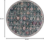 Lahome Moroccan Trellis Round Area Rugs, Washable Small Round Rug 3ft Non-Slip, Soft Vintage Ultra-Thin Circle Carpet for Bedroom Entryway Kitchen Laundry Bathroom, Black/Multi