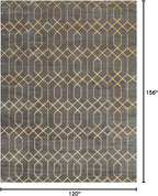 Unique Loom Glam Collection Area Rug - Trellis (10'x 13' Rectangle, Gray Gold/ Gold)