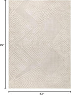 Antep Rugs Palafito 5x7 Geometric Shag Diamond High-Low Pile Textured Indoor Area Rug (Beige, 5'3" x 7'6")