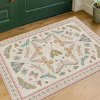 Light Pink Washable Bathroom Rug - 2x4 Small Kitchen Rugs for Powder Room, Front Door Indoor Entrance, Low Pile Stain Resistant, Colorful Pastel Aethestic