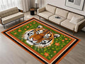 Tiger Print Rug,3x5ft,The Tiger is Surrounded by Orange and Green Floral Patterns. This Rug is Suitable for Boys and Girls' Bedrooms，Anti-Slip Carpet Suitable for Living Room Bedroom Home Decoration