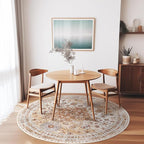 zesthome Washable Round Area Rugs - Non-Slip 6ft Round Rugs, Ultra-Thin Large Circle Rugs for Living Room, Soft Low Pile Rug for Bedroom, Kitchen, Nursery - Vintage Stain Resistant Round Rug