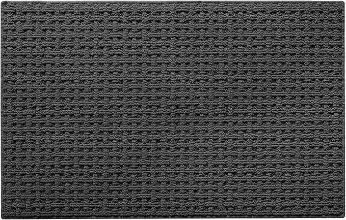 LUMI Washable Door Mat Indoor Entrance 24x36, Dirt Trapper Front Door Mats with Absorbent Interior and Non-Slip Rubber Backing, Entryway Doormat, Grey