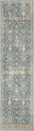 Nourison Home Astra Machine Washable Teal Beige 2' x 6' Area Rug Easy Clean, Non Shedding, Bed Room, Living Room, Dining Room, Kitchen (6' Runner)