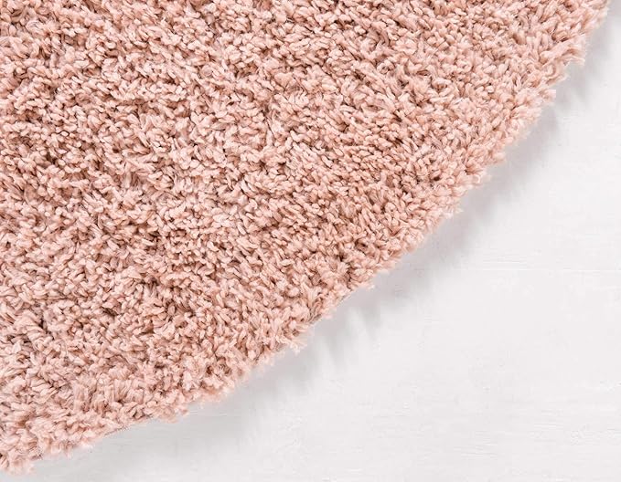 Unique Loom Davos Shag Collection Area Rug - Solid (6' 7" Round, Dusty Rose)