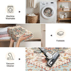 GENIMO 2X10 Runner Rugs for Entryway,Machine Washable Vintage Floor Cover Foldable Modern Non Slip Rug, Low Pile Soft Carpet Floral Print Mat for Indoor Entryway/Bathroom/Kitchen/Carpet,Sky Blue