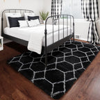 ONASAR 5x7 Area Rugs for Living Room Bedroom, Washable Fluffy Black and White Rug, Geometric Boho Soft Plush Shaggy Floor Carpet Mat for Nursery Kids Girls Boys Teen Dorm Home Decor Aesthetic