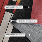 5x6 Abstract Geometric Rugs for Bedroom Decor, Washable Black White Red Geometry Pattern Area Rug, Living Room Home Decoration, Non Slip Soft Thin, Minimalist Modern Decor Carpet PF-P 49